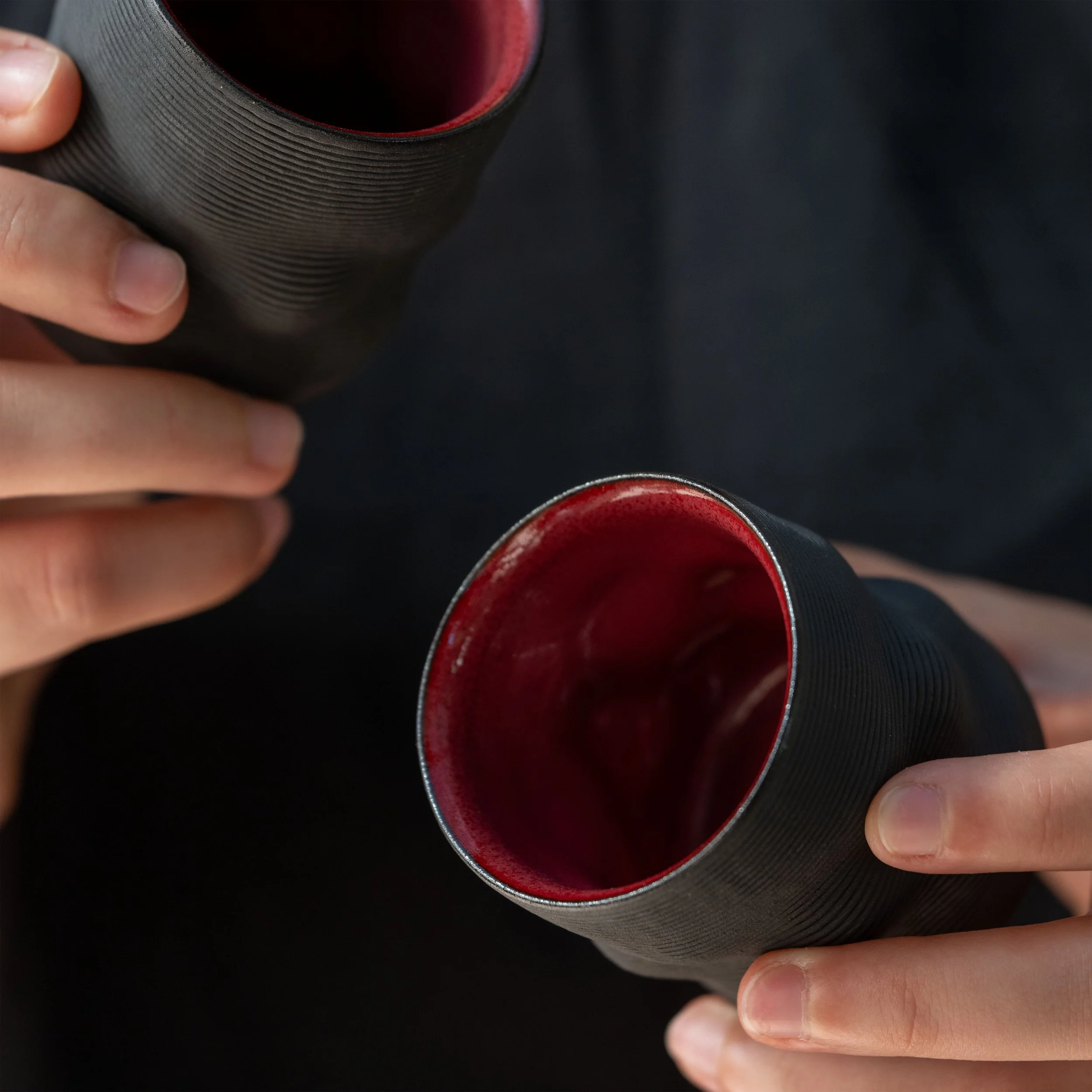 Set Of Two Coffee Cups in Red Garnet 3