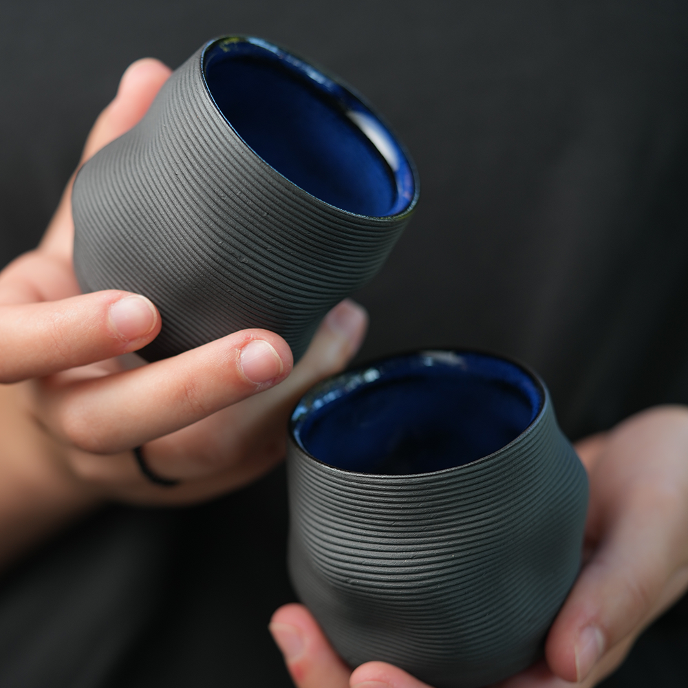 C0041 Set of Two Organic Cortado Cups in Koke Blue