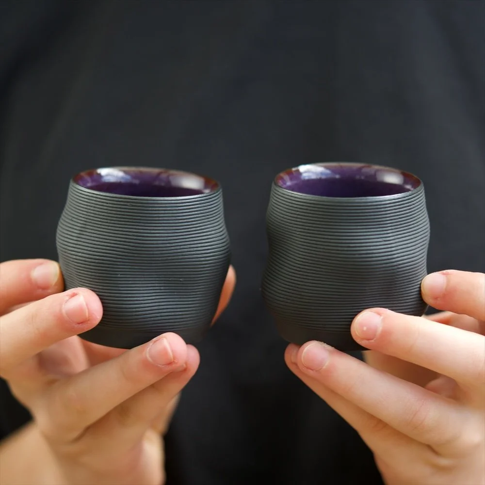 C0033 Set Of Two Organic Espresso Cups in Purple Iris