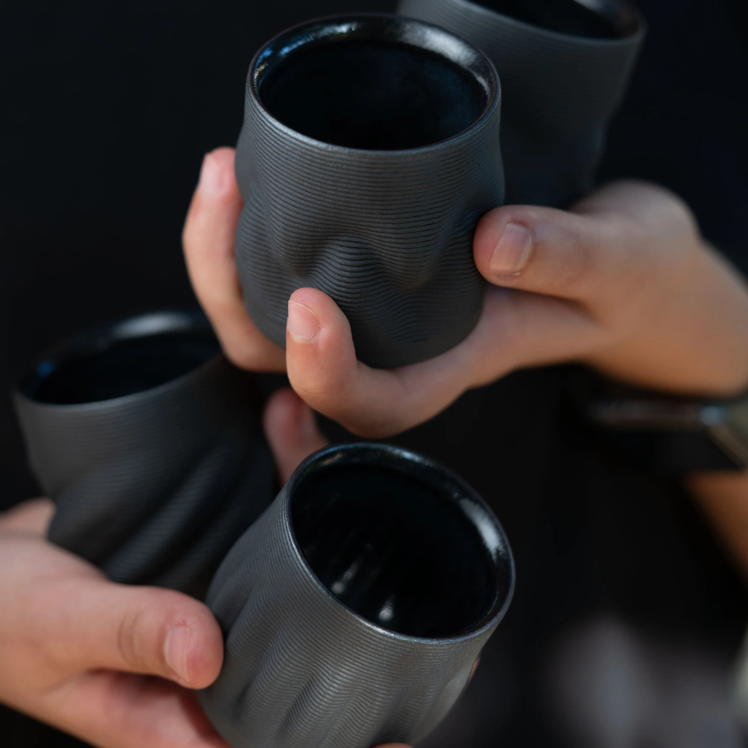 Set Of Four Coffee Cups in Night
