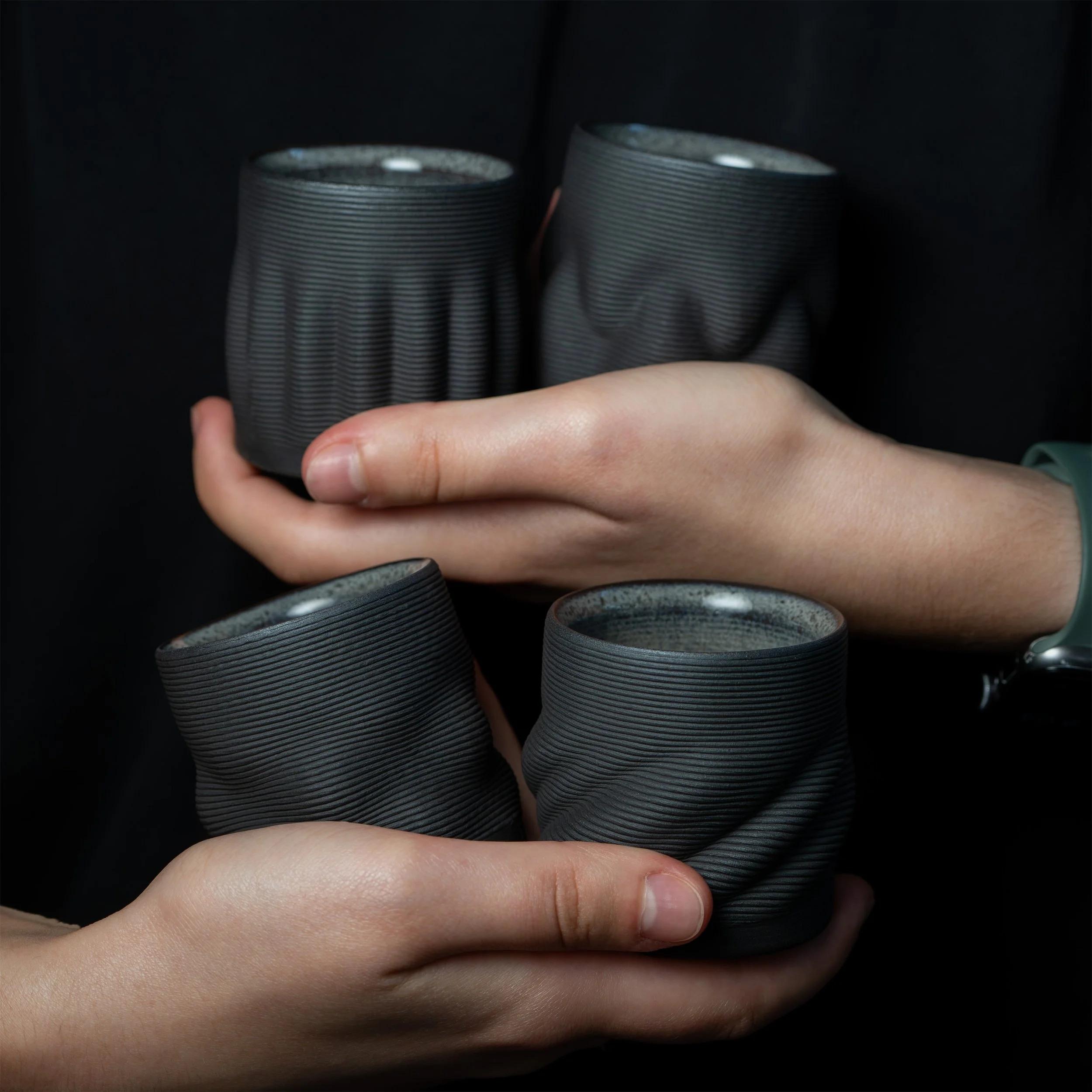 Set Of Four Coffee Cups in Lunar Gray