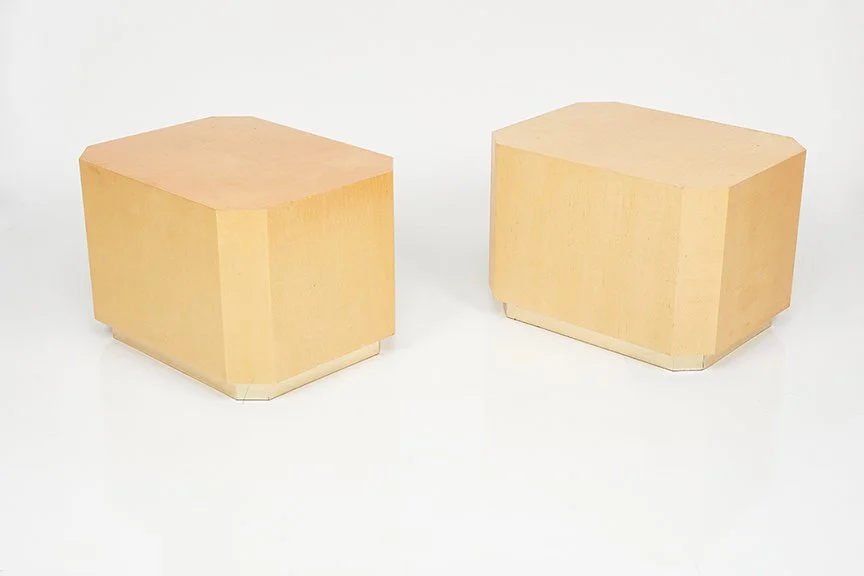 Karl Springer Style, Large Grasscloth End Tables