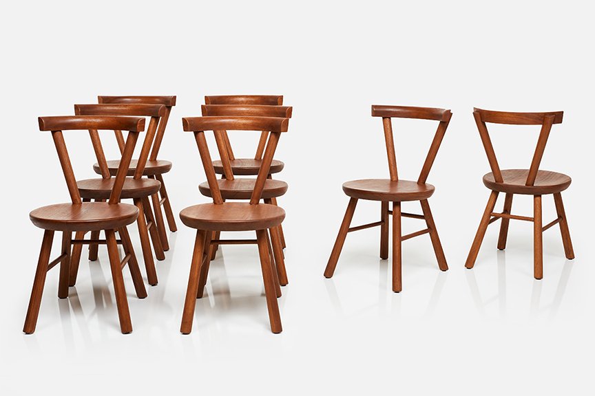 Charlotte Perriand Style, Sculptural Dining Chairs (8)