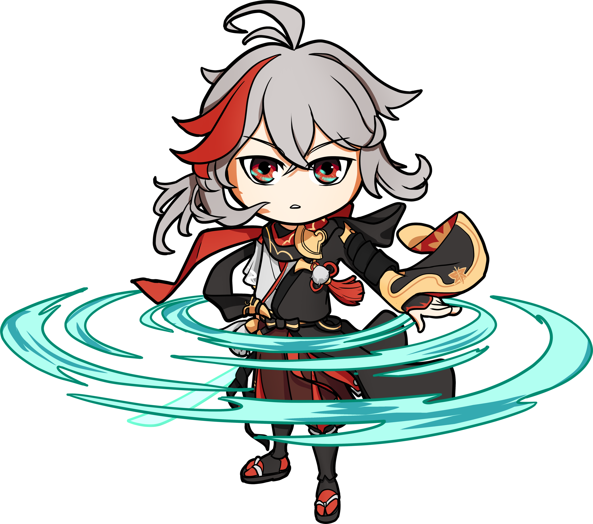 Genshin Impact Kazuha Sticker Action Chibi Cute Anemo.png