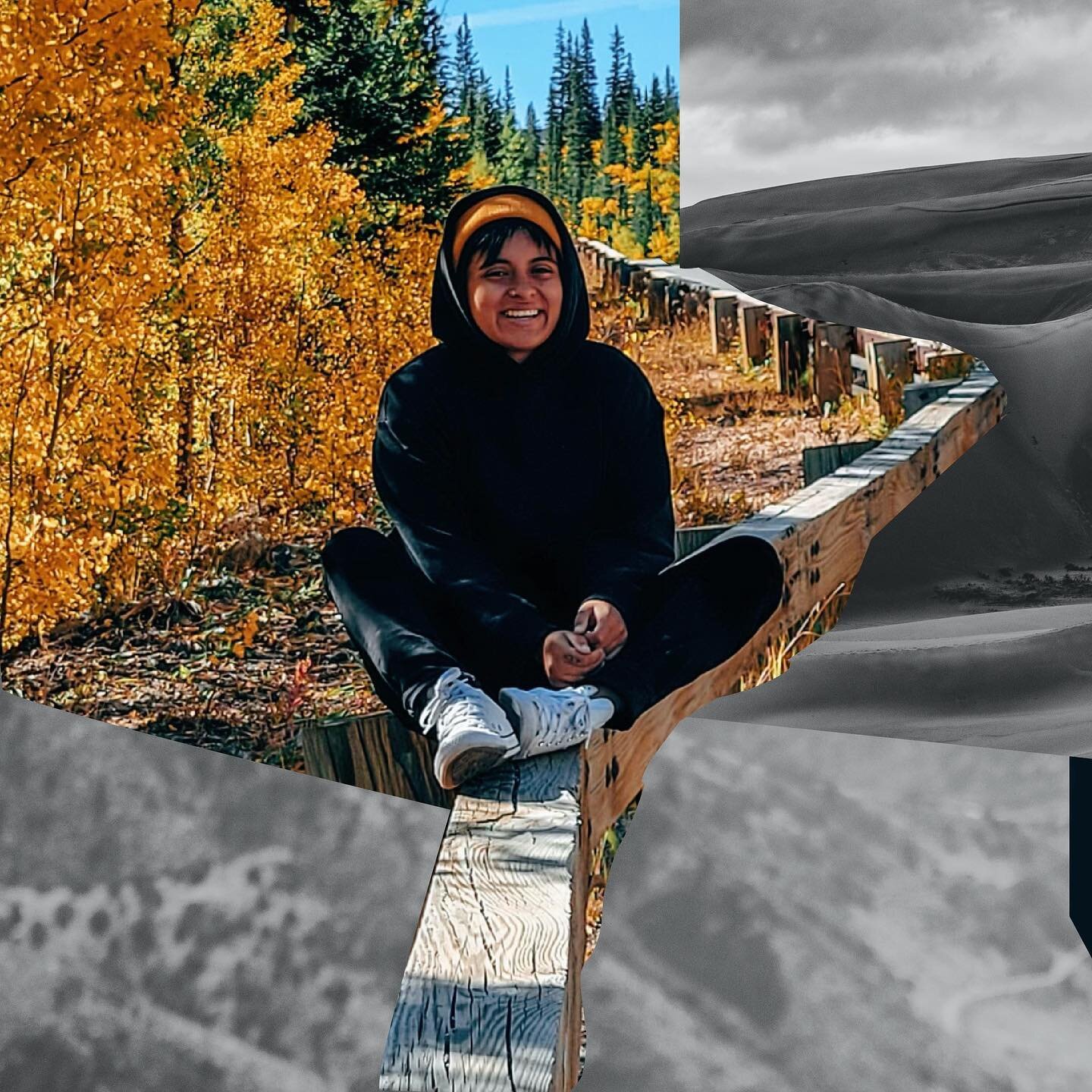 Photo dump ✨

[id: image slider of content gather in the past three months:
1. Close up collage of Alex sitting on a railing with yellow aspen trees behind them.
2. Selfie of Alex and Bridget with heir two dogs leaking through. 
3. Image of Bridget d