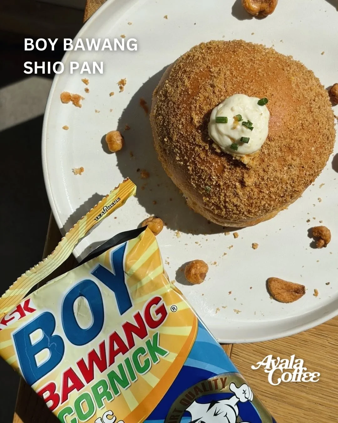 Introducing our newest pastry: Boy Bawang Shio Pan 🌽🧄

This salt bread, created by our baker Chacha, was a HUGE hit during our most recent supper club. Inspired by the iconic Filipino snack, this savory pastry is our take on Boy Bawang in salt brea