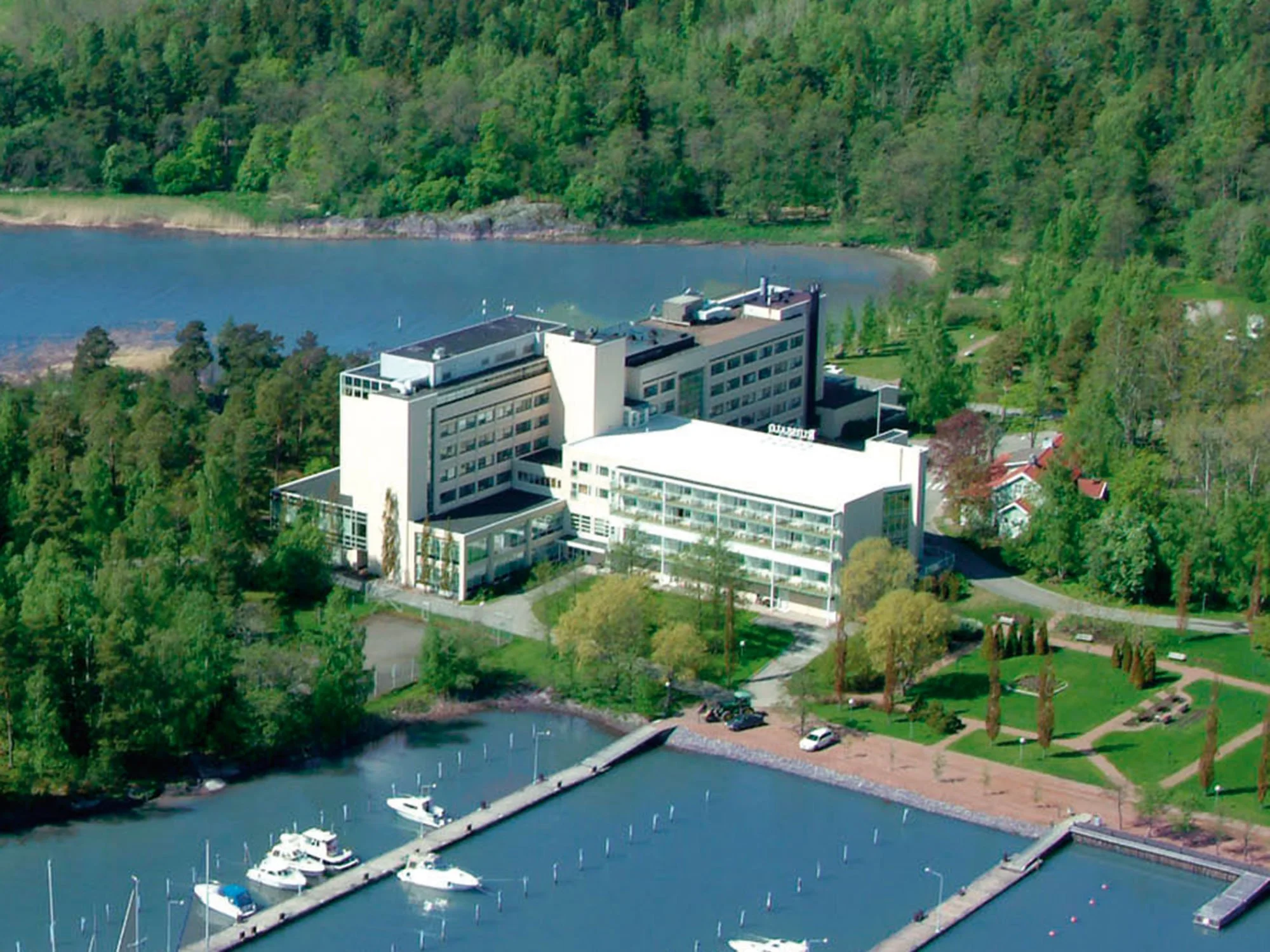 Aerial view of Ruissalo Spa Hotel and Resort on Ruissalo island, Turku, Finland.