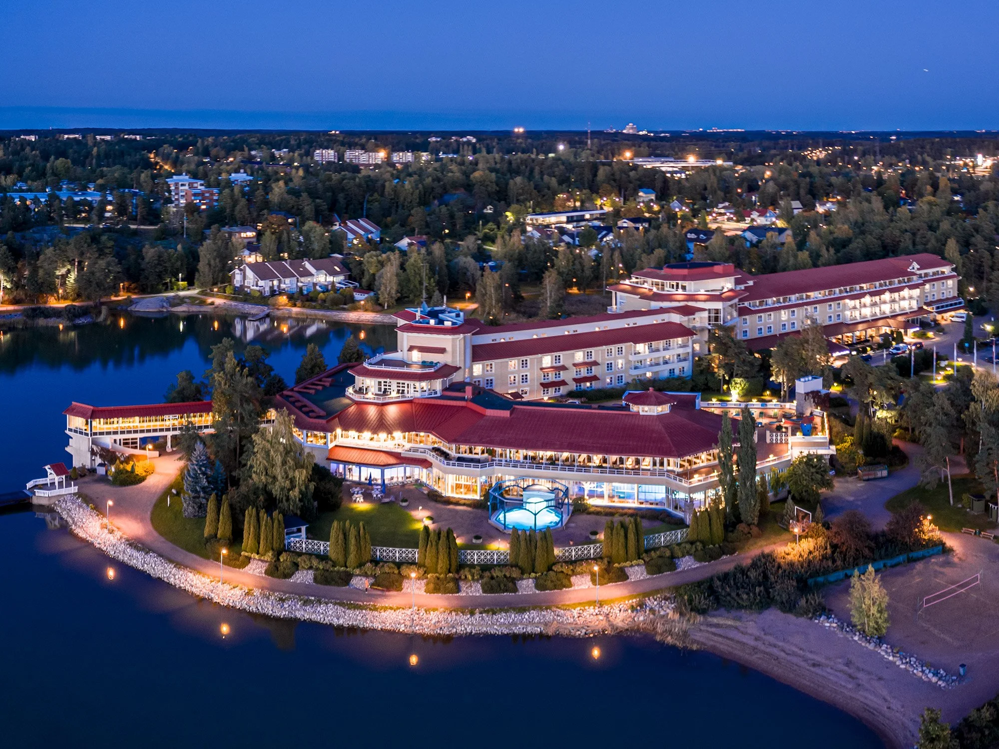 Aerial view of Naantali Spa Hotel and Resort, the leading spa hotel in Finland.