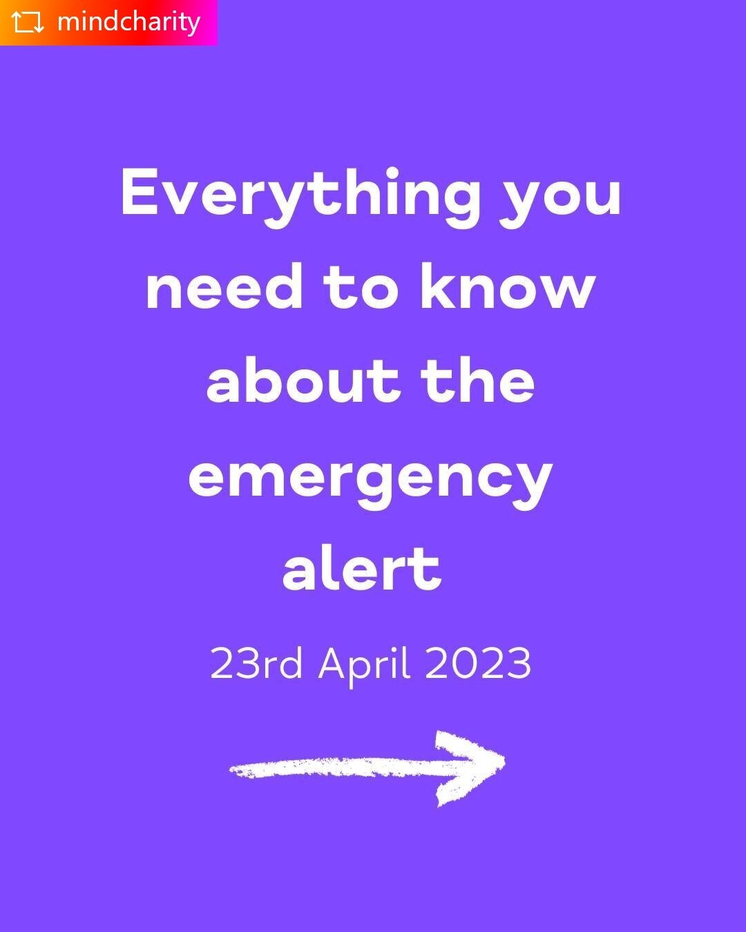 #REPOST @mindcharity with @get__repost__app  Everything you need to know about the UK government emergency alert 👇🏾

📍 Sunday 23rd April
📞 All 4G/5G devices in the UK
⏲ 3pm

For some, a silent phone is a safe phone. Spread the word, you never kno