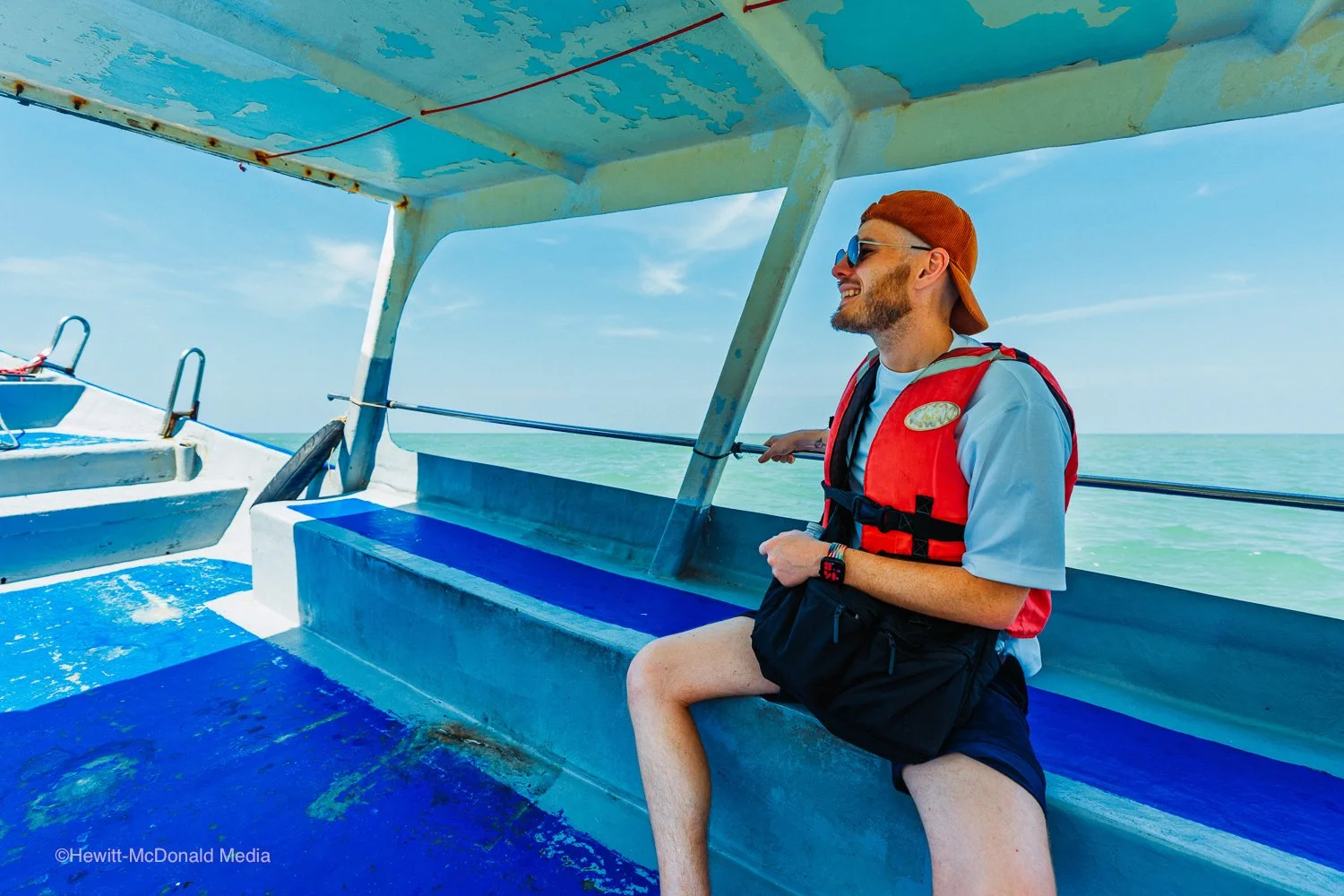 David on boat to Monkey Beach