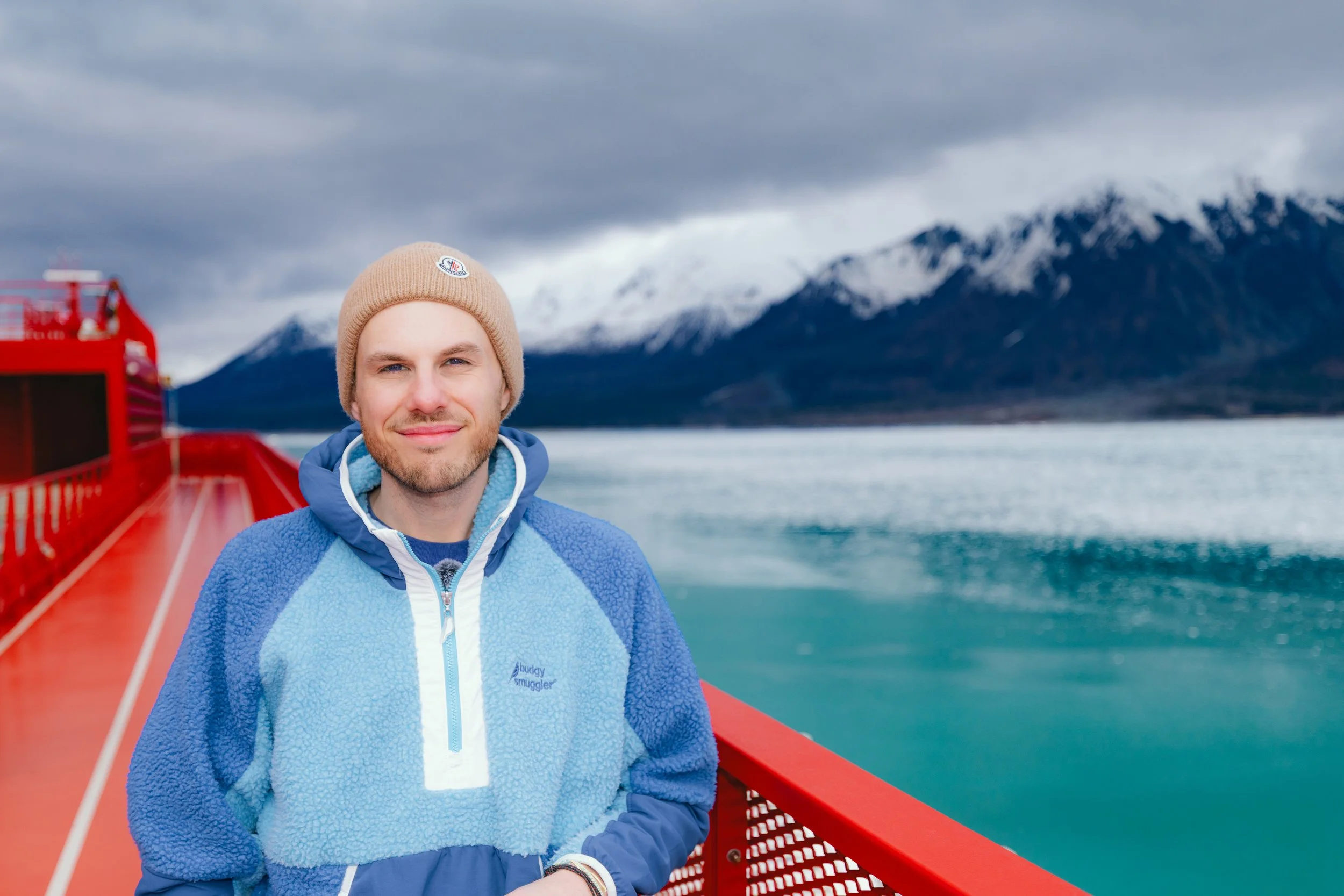David wearing warm clothing for Alaska
