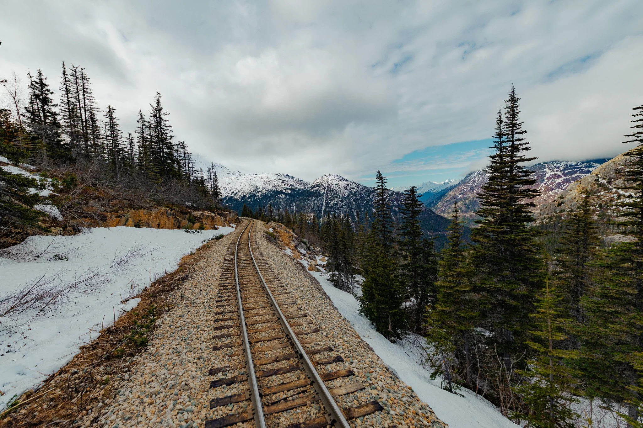 a view of the tracks on the White Pass & Yukon Route Railroad