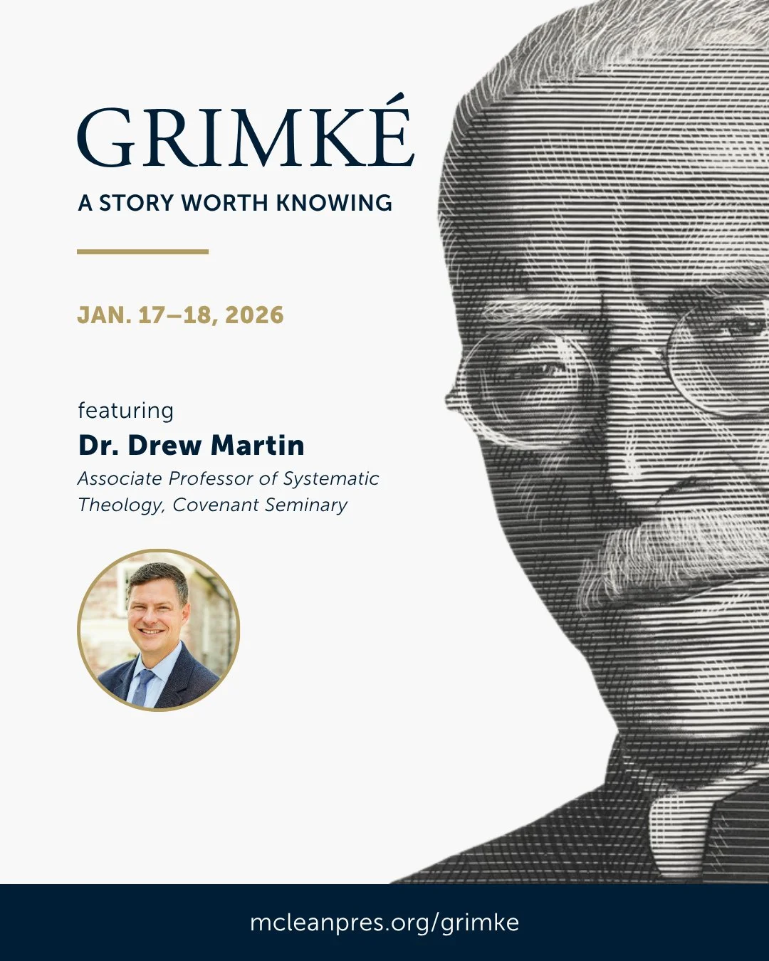 Covenant Seminary will partner with @mcleanpres to host a special event in the D.C. area in January with Dr. Drew Martin, Associate Professor of Systematic Theology.
ㅤ
Dr. Martin will speak at a public seminar on the ministry of Francis Grimk&eacute;