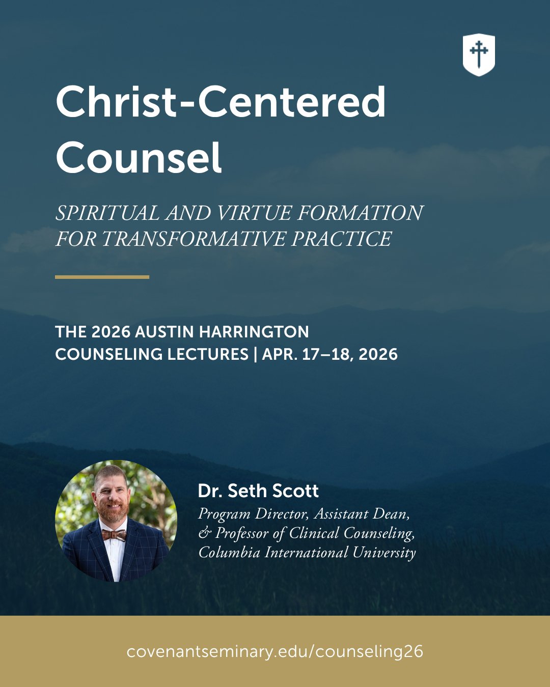 Save the Date: Dr. Seth Scott of @columbiaintluniversity will be the featured speaker for the 2026 Austin Harrington Counseling Lectures at Covenant Seminary, April 17&ndash;18.
ㅤ
The 2026 lectures will explore what it means to be a Christian who cou