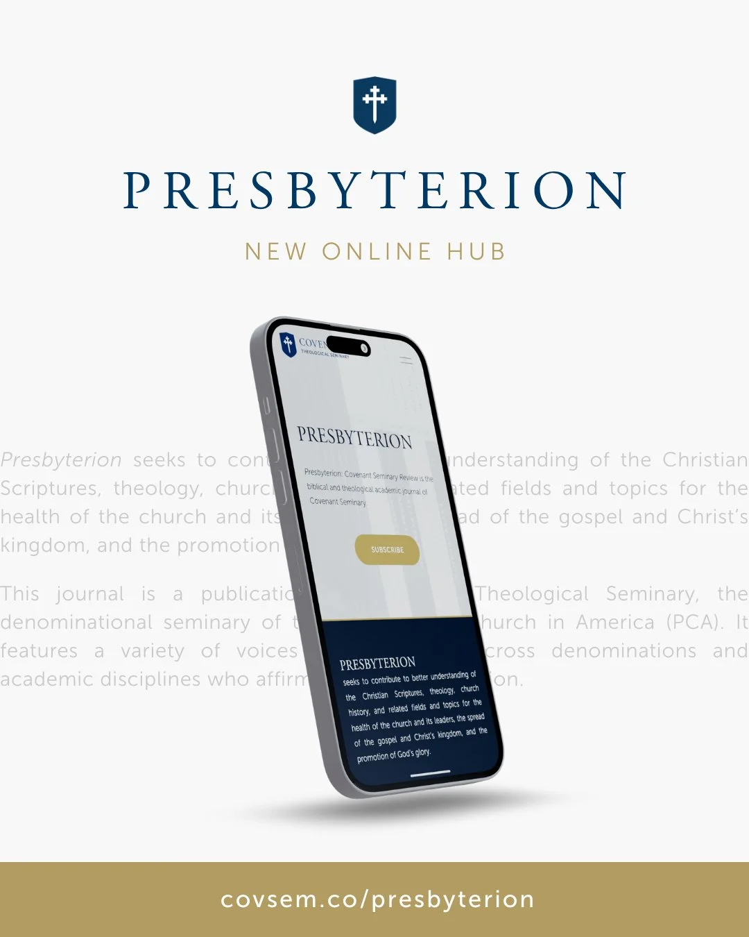 Did you know that Covenant Seminary publishes a print theological journal? 📓
ㅤ
For over 40 years, 𝘗𝘳𝘦𝘴𝘣𝘺𝘵𝘦𝘳𝘪𝘰𝘯: 𝘊𝘰𝘷𝘦𝘯𝘢𝘯𝘵 𝘚𝘦𝘮𝘪𝘯𝘢𝘳𝘺 𝘙𝘦𝘷𝘪𝘦𝘸 has sought to contribute to better understanding of the Scriptures, theology, 