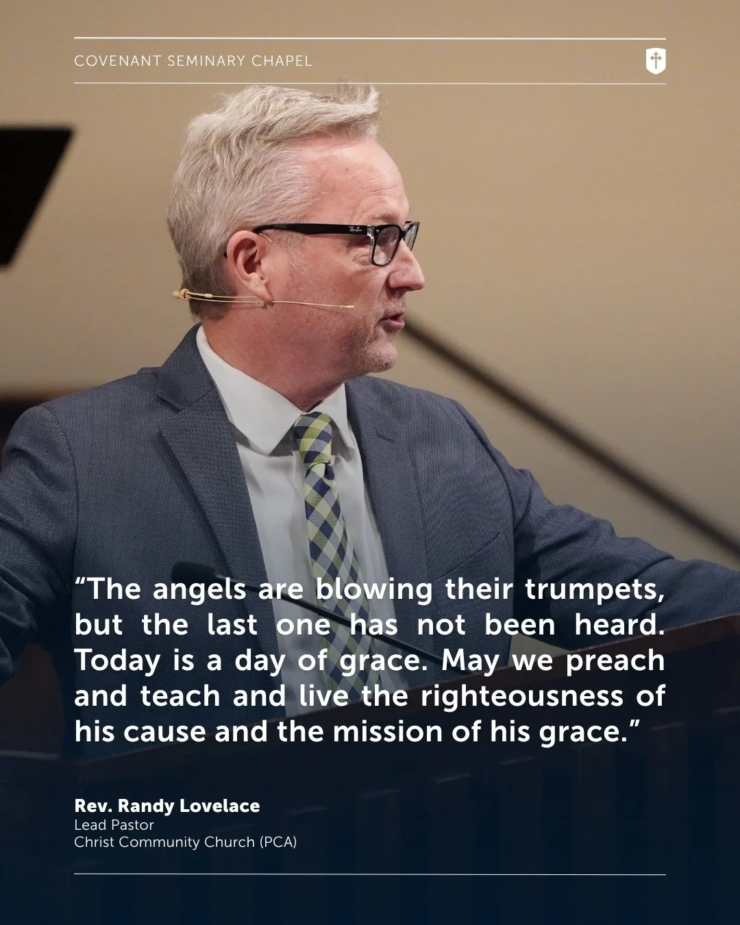 Yesterday in chapel, we had the privilege of hearing from guest preacher Rev. Randy Lovelace (MDiv '97), Lead Pastor of @c3franklintn (PCA). His sermon, titled "Blow Your Trumpets, Angels" was from Revelation 11:15&ndash;19.
ㅤ
#Chapel #Reve