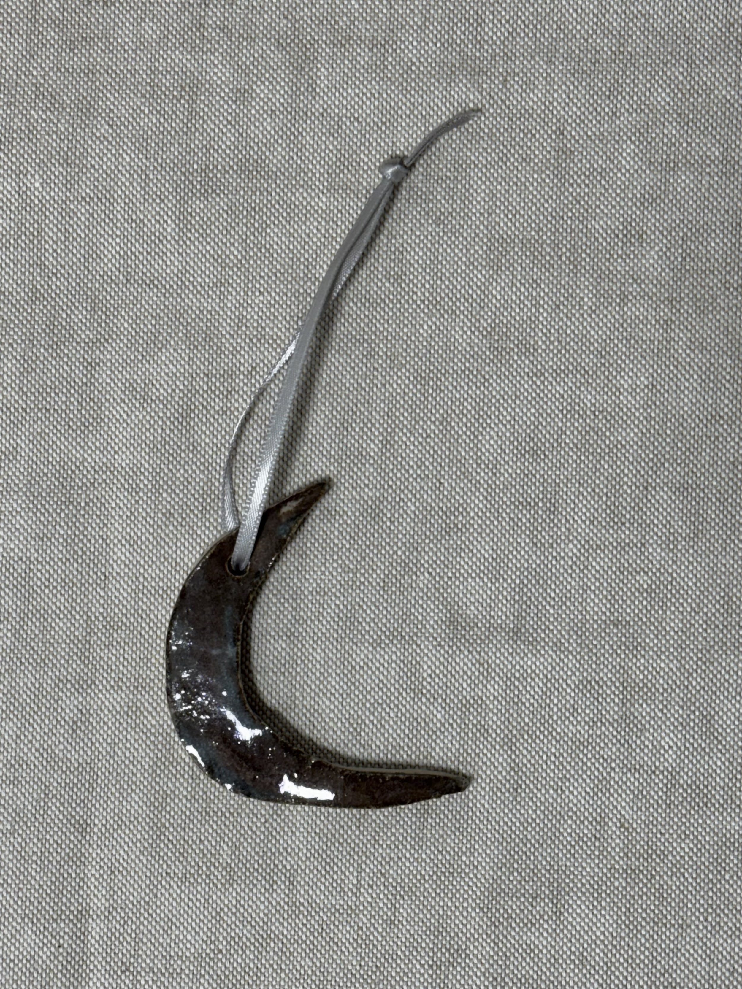 Handmade Moon Winter Ornament in Mystic Brown