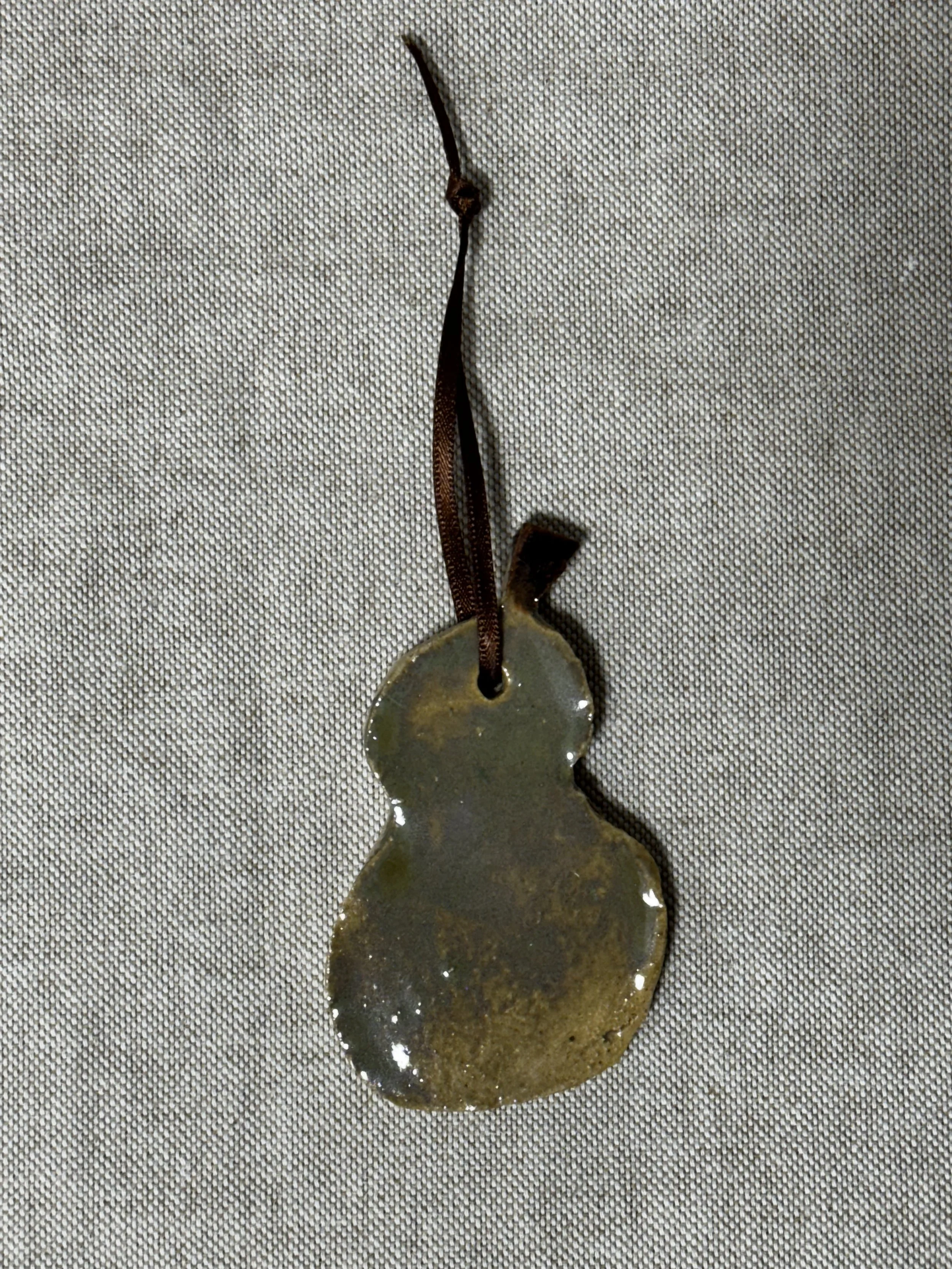 Handmade Pear Winter Ornament in Mystic Brown