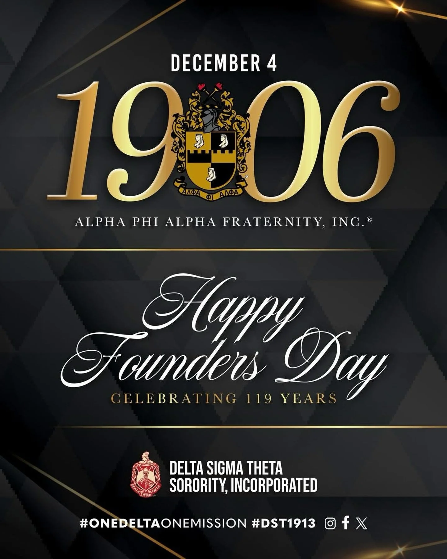 Congratulations to the ambitious, accomplished, and astute men of Alpha Phi Alpha Fraternity, Incorporated, on 119 years of brotherhood and service! Today we celebrate your commitment to manly deeds, scholarship, and love for all mankind. May you con
