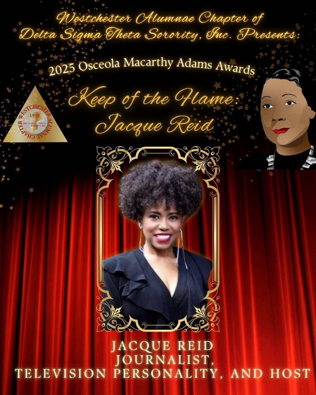 Jacque Reid @jacquereid will be our Keeper of the Flame Honoree. She's the host of Reid This Reid That and the creator of Vegan Sexy Cool. Jacque is also a respected journalist, media host, and storyteller whose work intentionally raises the visibili
