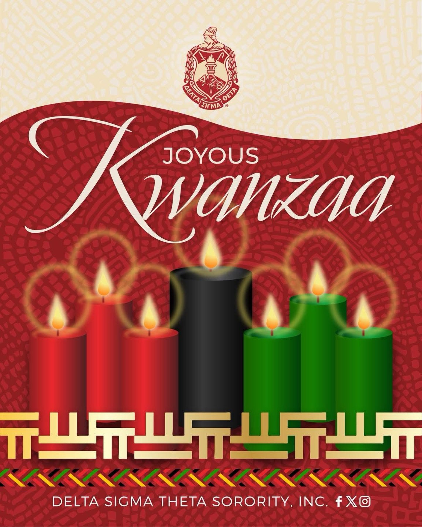 Wishing a joyous Kwanzaa to our sorors, friends, and partners! Let us draw near to the principles of Umoja, Kujichagulia, Ujima, Ujamaa, Nia, Kuumba, and Imani as we celebrate our rich heritage this year. 

#DSTWAC #WestchesterDeltas #DST1913