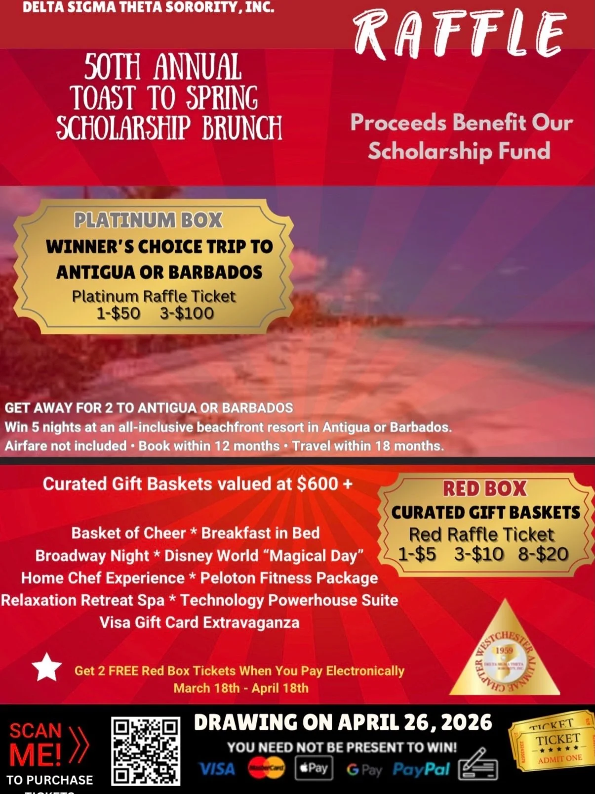 🚨 LAST DAY FOR ONLINE RAFFLE SALES 🚨

This is your FINAL chance to get tickets ONLINE 🎟️

After today, the ONLY place to purchase is at the brunch 👀

Don&rsquo;t miss your shot to win:
🌴 Luxury getaway to Antigua or Barbados
🍸 Black-owned wine 