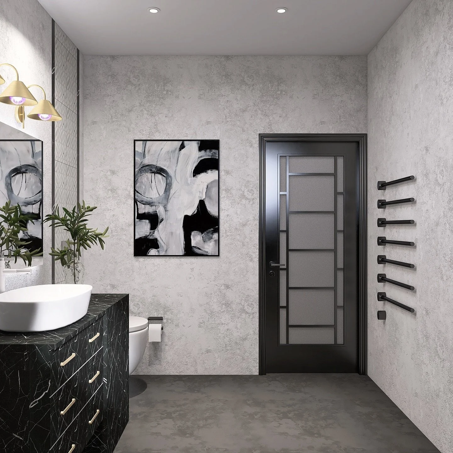 SHADES OF GREY 
.
.
.
Interior design by @rendessance 
#luxurybathroom #modernart #bathroomdesign #concretedesign #concretewithnature #shadesofgrey #neutraldecor #mixandmatch #modern #design #minimalistdesign #blackandwhite #homedecor #neutralpalette