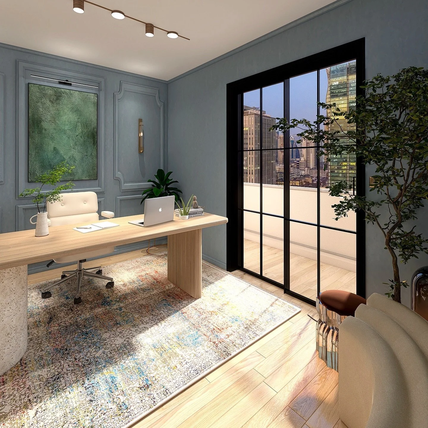 HOME OFFICE DREAMING
.
.
.
#interiordesign by @rendessance #homeofficedesign #blueroom #lightblue #officedesign #dreambig #unusualdesign #homedesign #homedecor #modernart #contemporarydesign #naturalcolours #bluedesign #organicmodern #organicmodernde