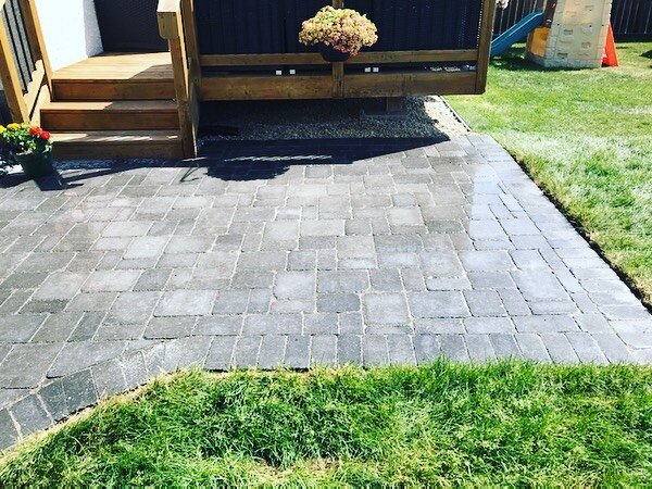 Check out this newly installed Roman paver walkway &amp; hot tub pad to add a little something to your backyard. 

#landscape #landscaping #winnipeg #manitoba #fli