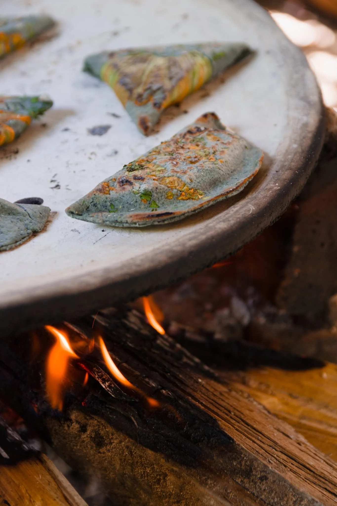 blue corn masa transformed in empanadas
