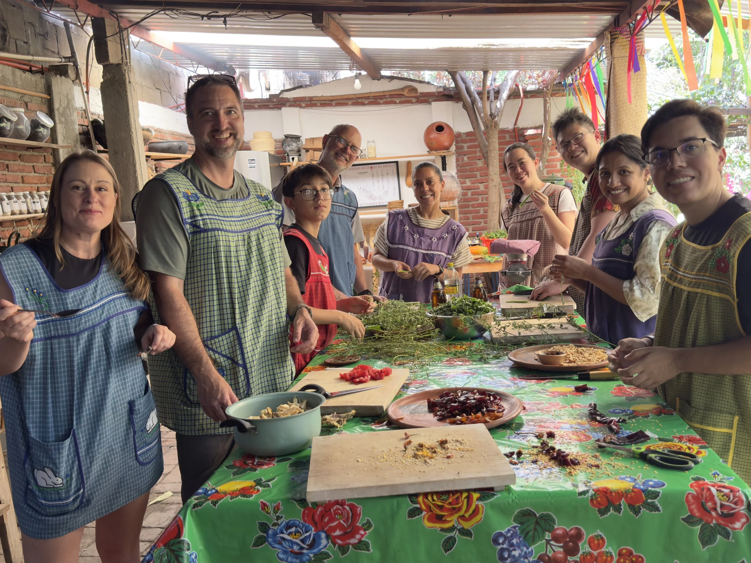 having the best time learning how to cook two different oaxaca moles in a personalized expeience