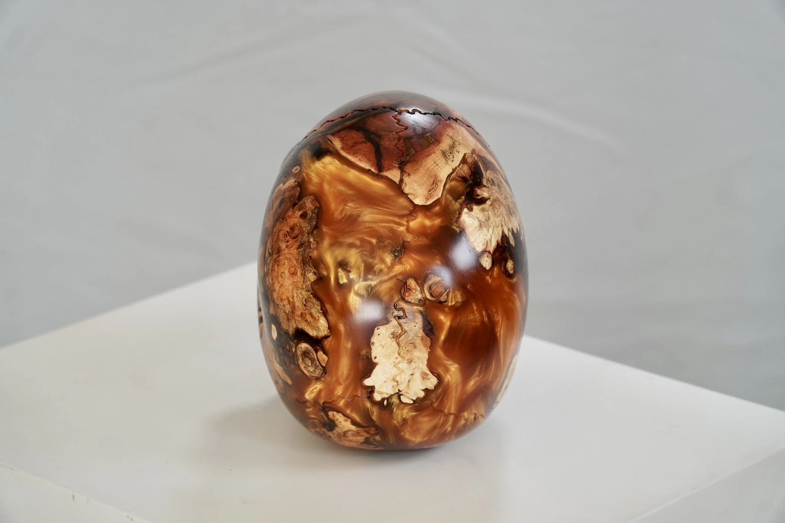 Golden Carob Skull — Blake McFarland Sculptures
