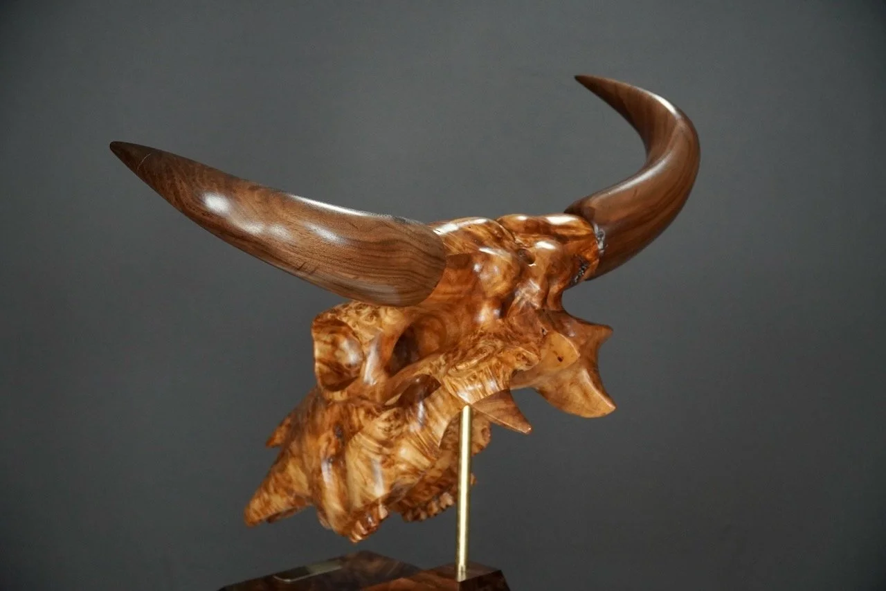 Bullseye,  Blake McFarland BM sculptures Bull Skull