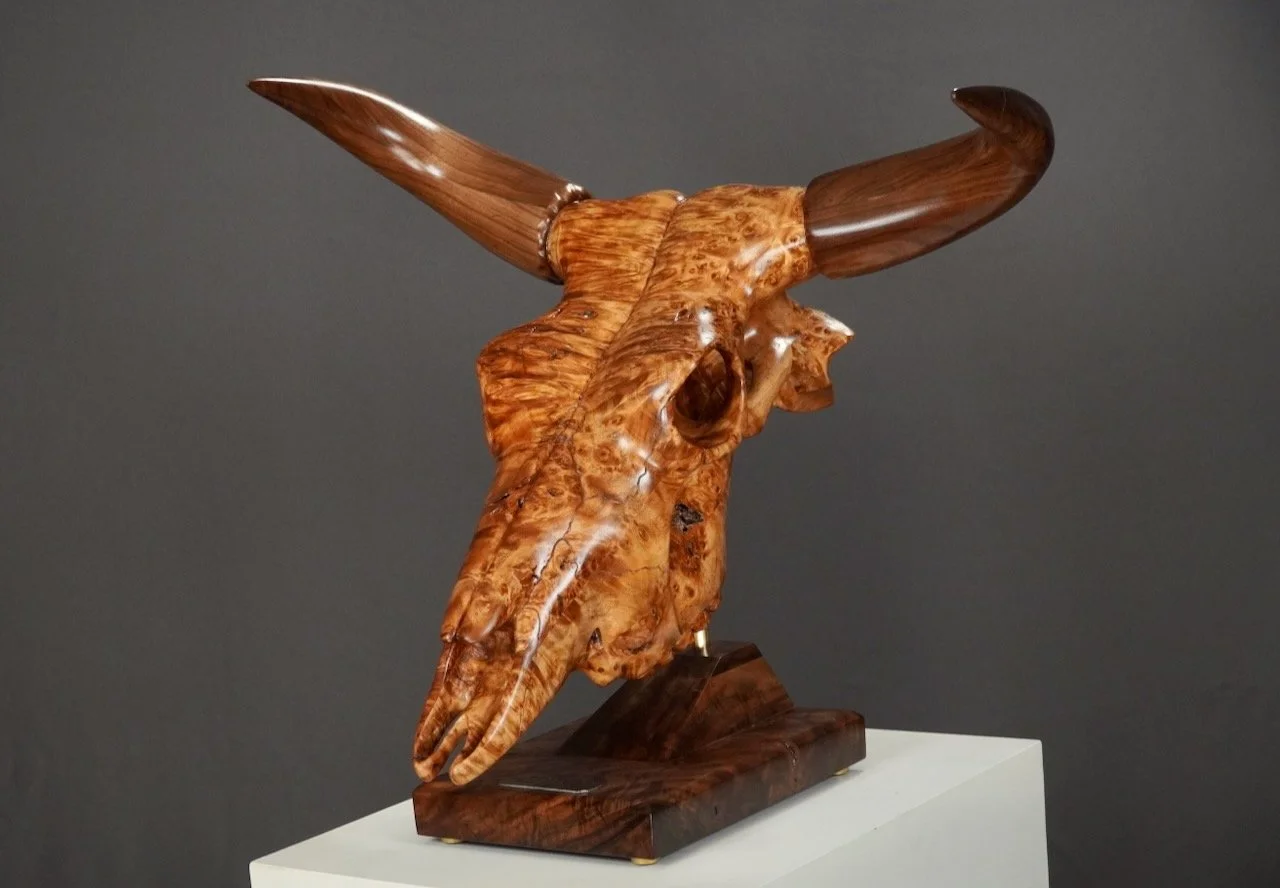 Bullseye,  Blake McFarland BM sculptures Bull Skull
