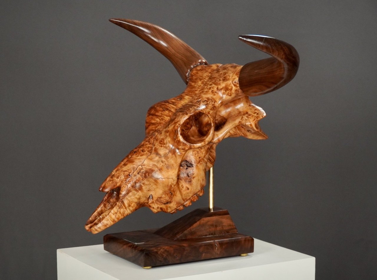 Bullseye,  Blake McFarland BM sculptures Bull Skull