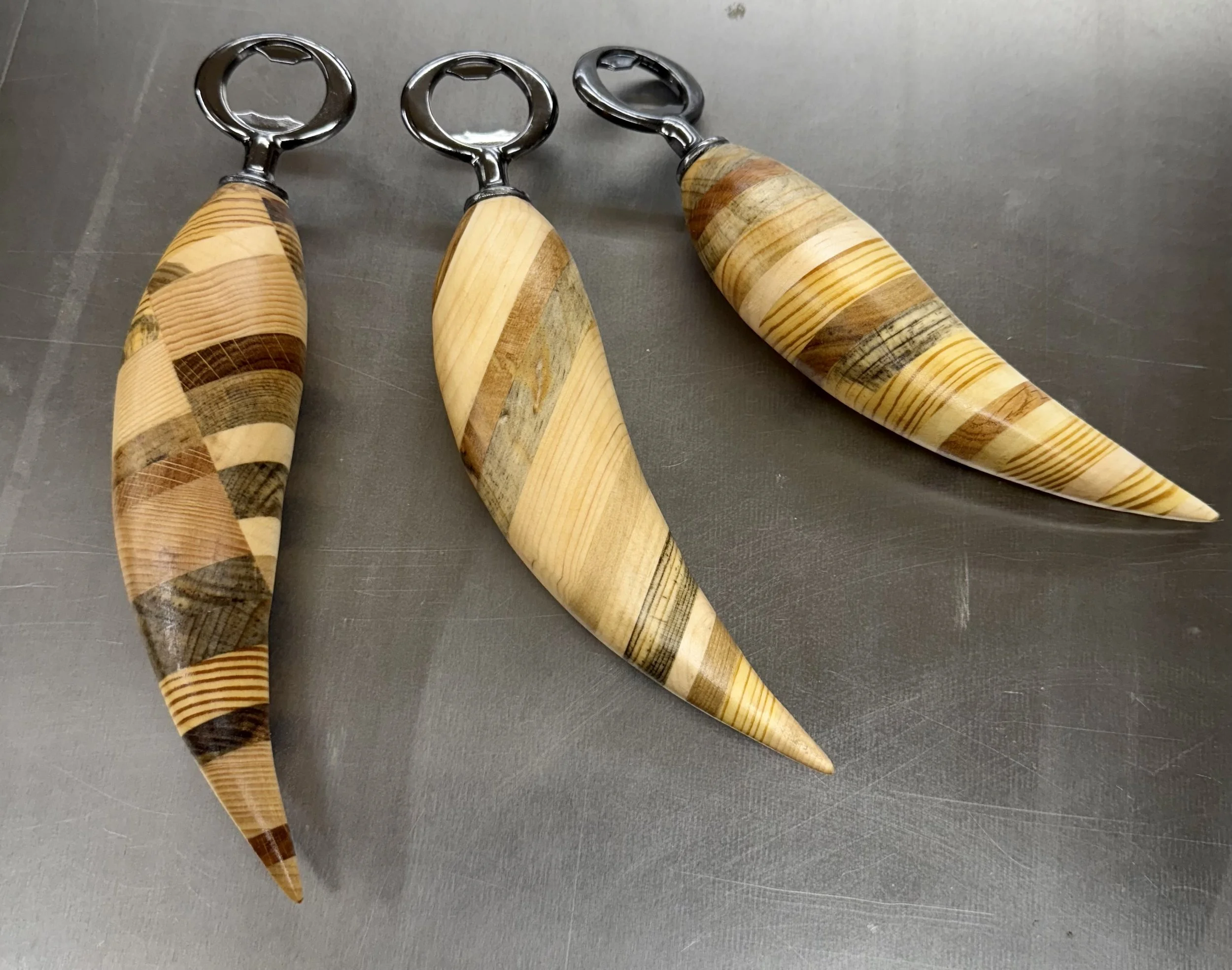 T-Rex Tooth Bottle Openers - Walnut, Black Limba & Mixed Species