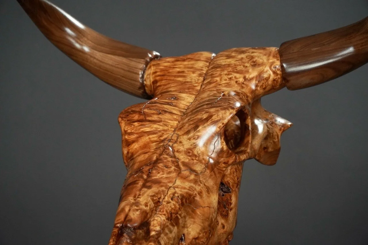 Bullseye,  Blake McFarland BM sculptures Bull Skull