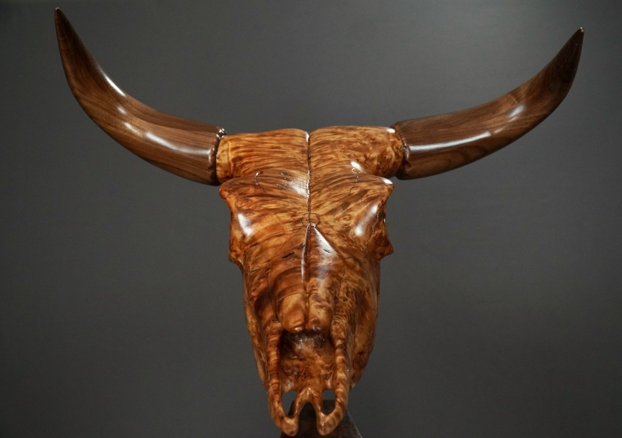 Bullseye,  Blake McFarland BM sculptures Bull Skull