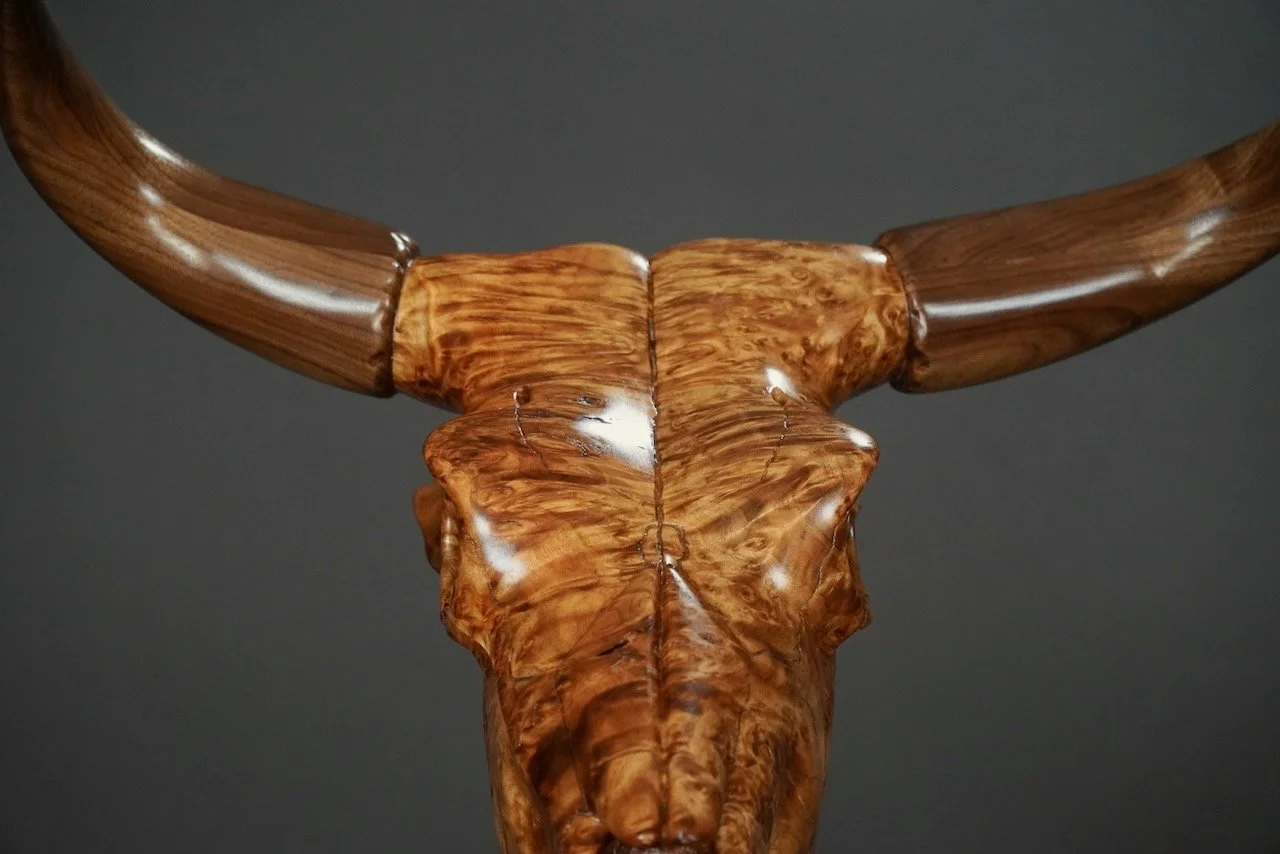 Bullseye,  Blake McFarland BM sculptures Bull Skull