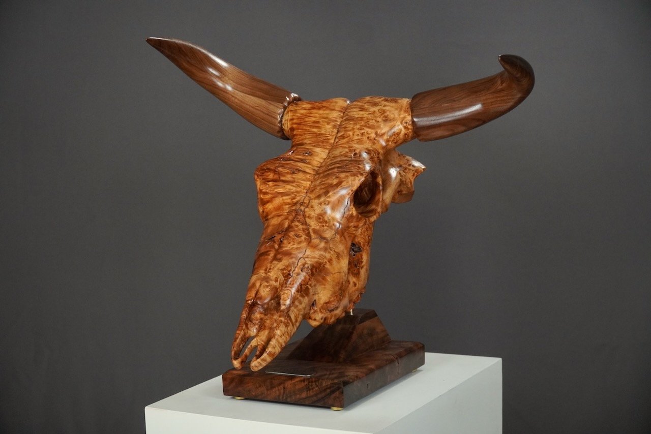 Bullseye,  Blake McFarland BM sculptures Bull Skull