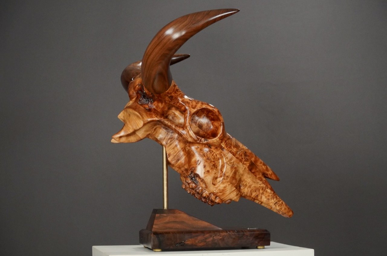 Bullseye,  Blake McFarland BM sculptures Bull Skull