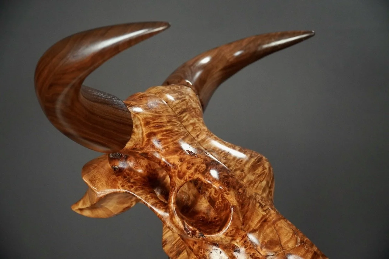 Bullseye,  Blake McFarland BM sculptures Bull Skull