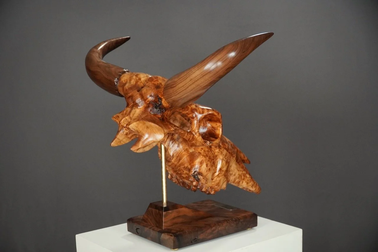 Bullseye,  Blake McFarland BM sculptures Bull Skull