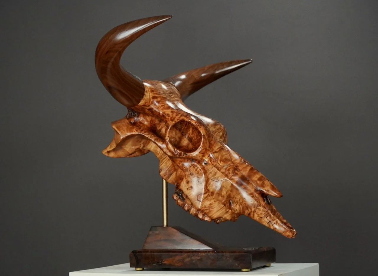 Bullseye,  Blake McFarland BM sculptures Bull Skull