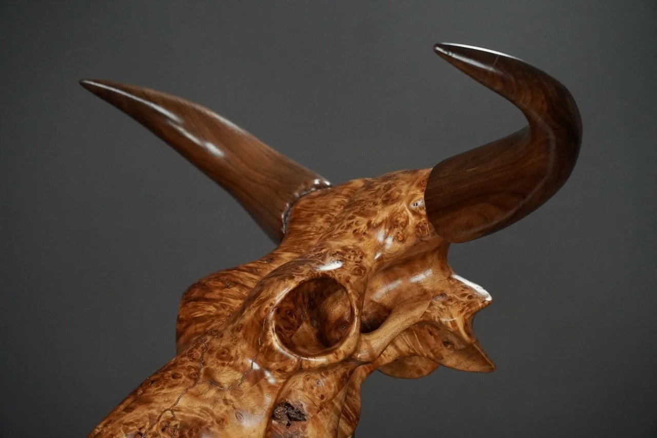 Bullseye,  Blake McFarland BM sculptures Bull Skull