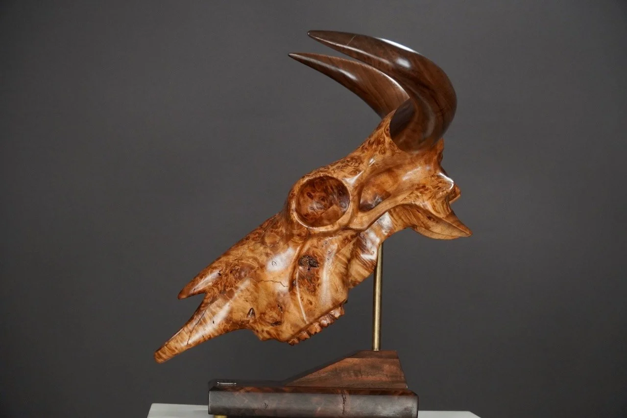 Bullseye,  Blake McFarland BM sculptures Bull Skull