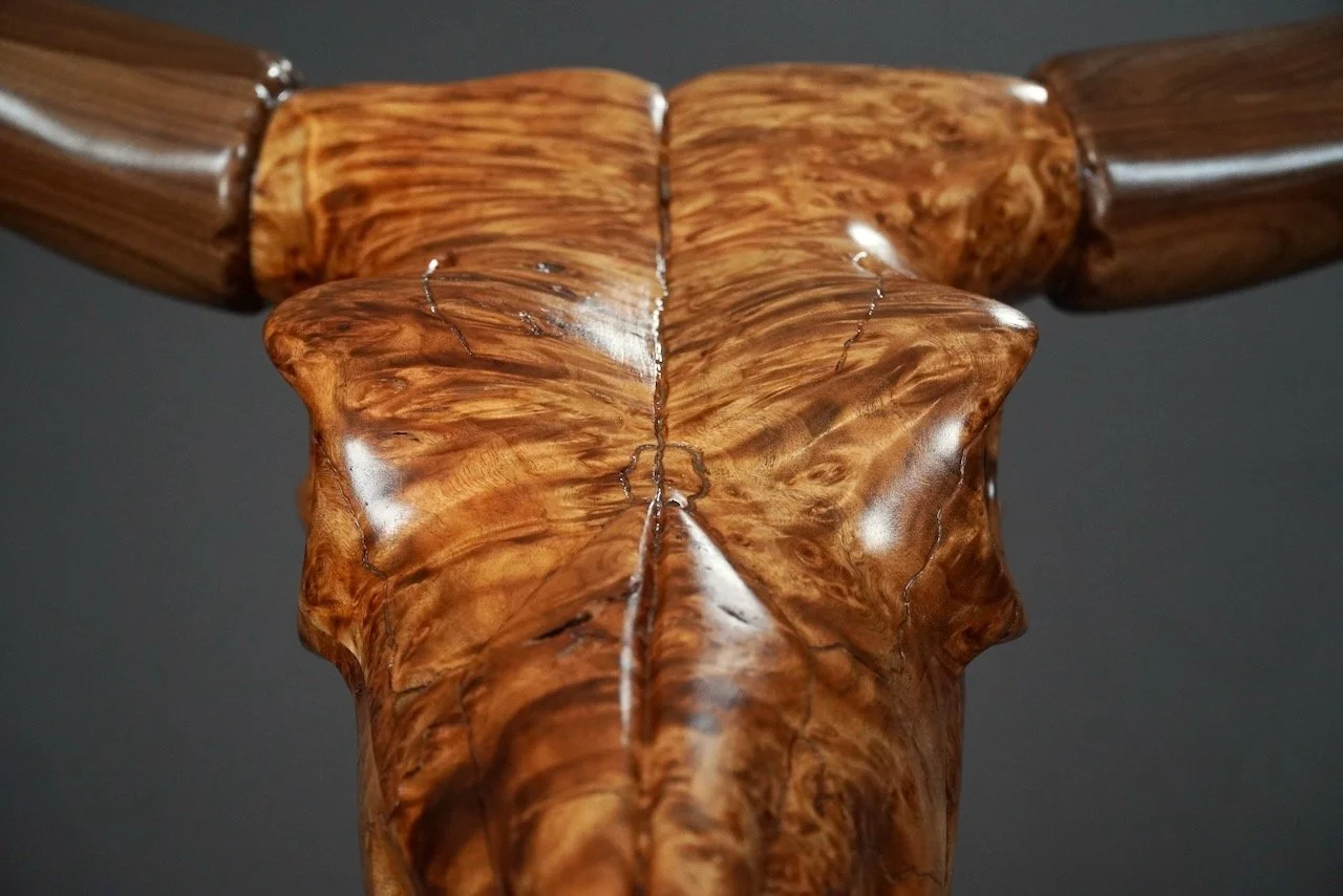 Bullseye,  Blake McFarland BM sculptures Bull Skull