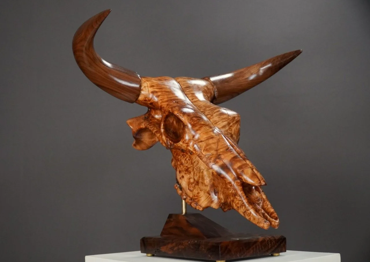 Bullseye,  Blake McFarland BM sculptures Bull Skull