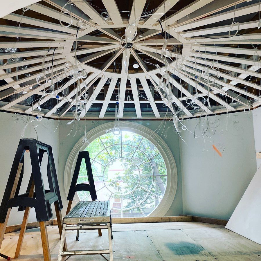 We admit it- We&rsquo;re kind of into this. ✨Building a starfield ceiling in a round dining room- partial completion.  Enjoying the process of bringing this client&rsquo;s extraordinary vision to life. 

#georgetown 
#dmvinteriors 
#luxuryhomes 
#cit