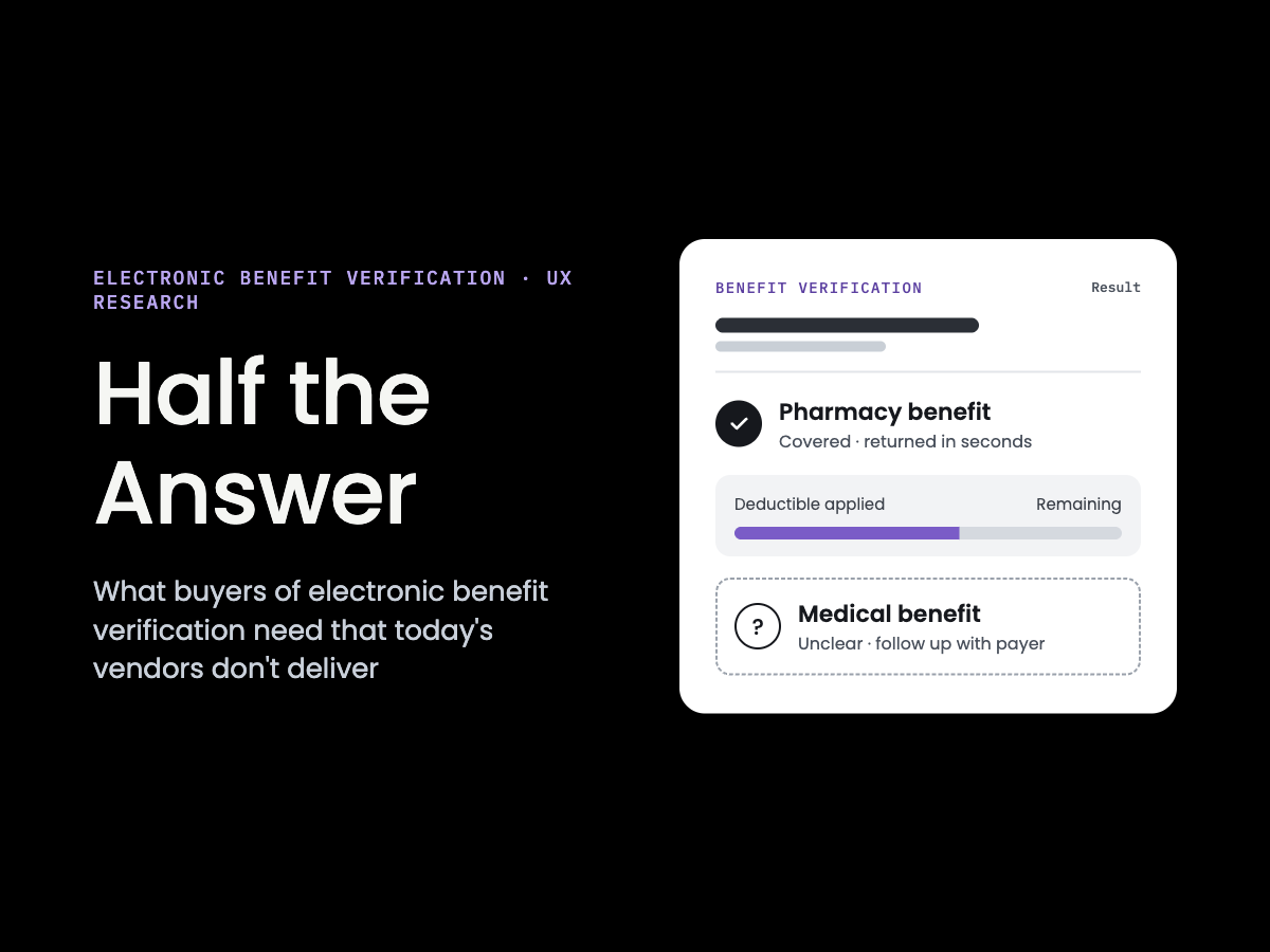 Half the Answer: What buyers of electronic benefits verification need that today's vendors don't deliver